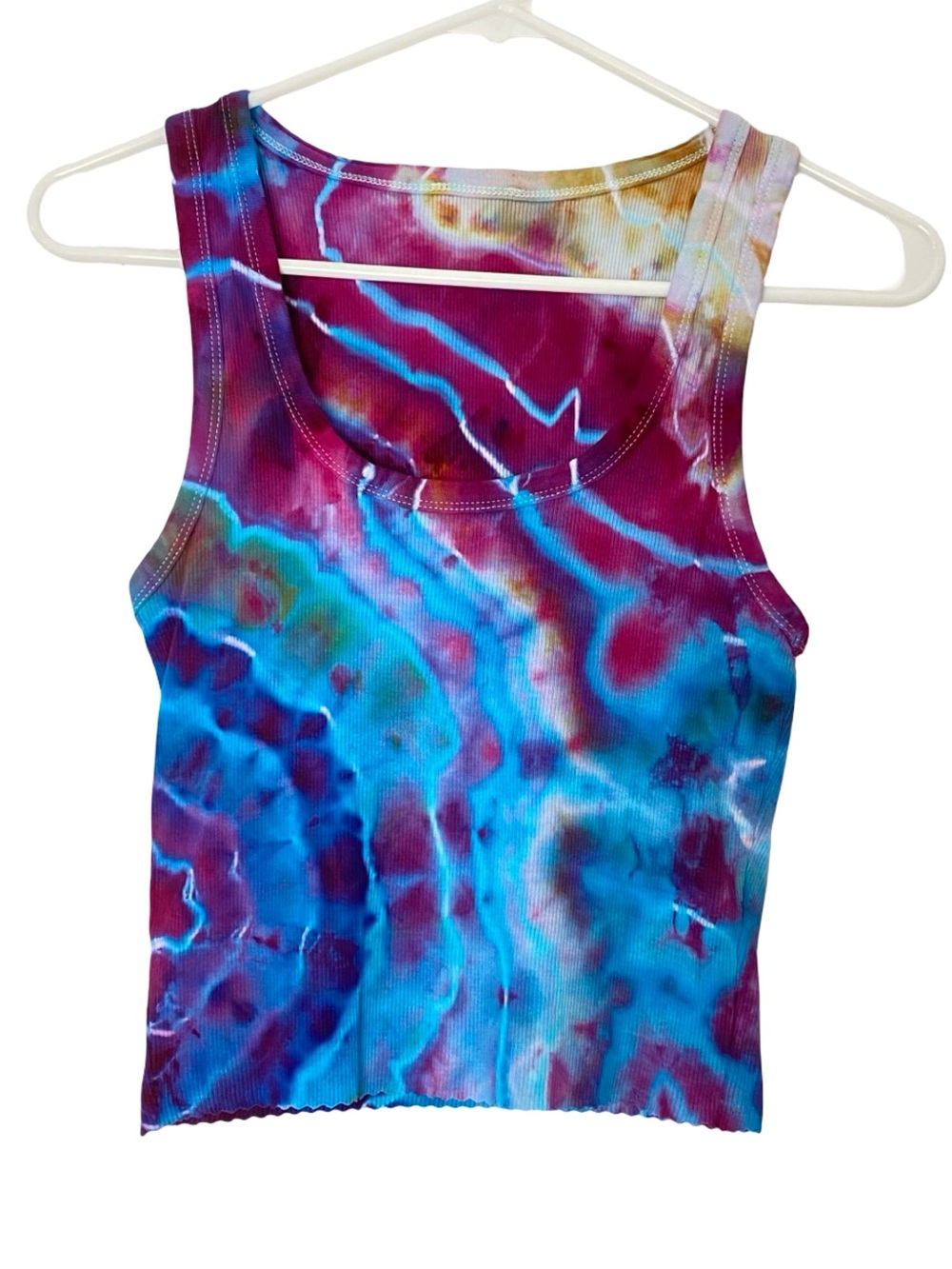OOAK Geode Ice Tie Dye Tank Top Womens Size Small Handmade Upcycled Custom Made